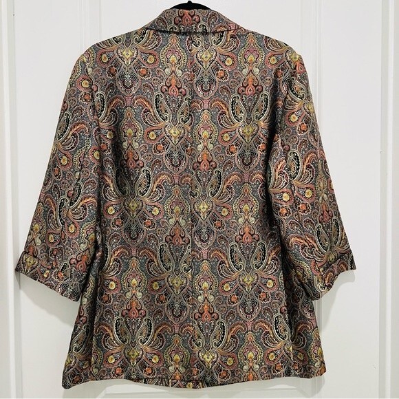 Vintage Chico's Design Iridescent Gold Paisley Button Up Blazer Women's Sz. 1/M - Picture 8 of 11